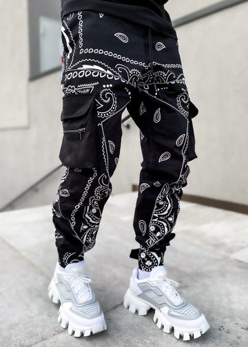 Black Casual Tribal Printed Pants